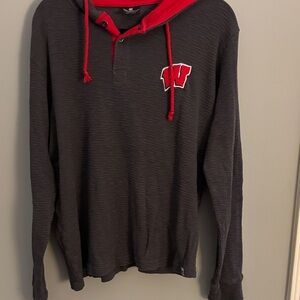 University of Wisconsin Men's Gray and Red Hoodie Shirt size M